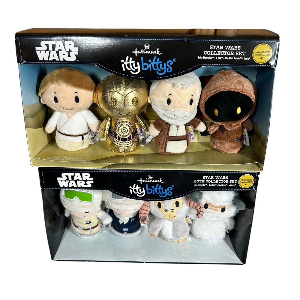 Hallmark Itty Bittys Star Wars Collector Set & Hoth Set 8 Plush Figures Total